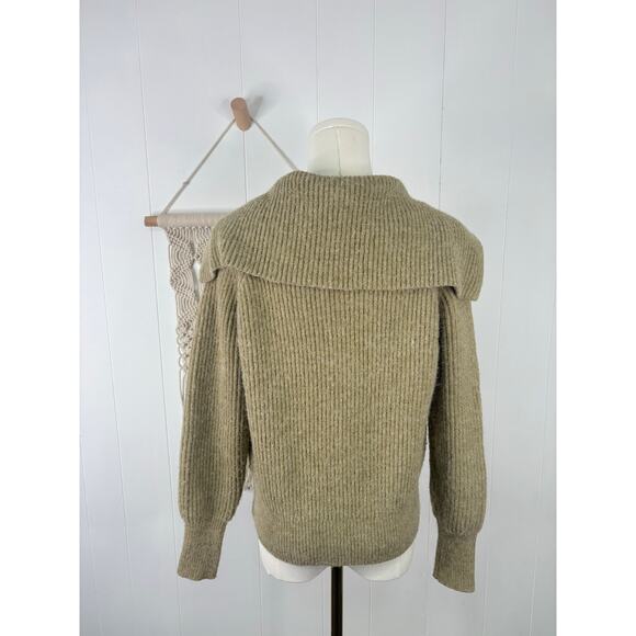 Emerson Lang Zip Up Ribbed Sweater Womens Medium Tan Camel - Picture 5 of 7